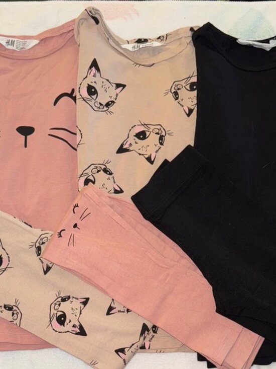 H&M Kids Cat Face outfits - Pink, Beige, and Black - Picture 1 of 8